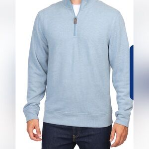 TailorByrd French Rib Quarter Zip Sweater BLUE Size Large